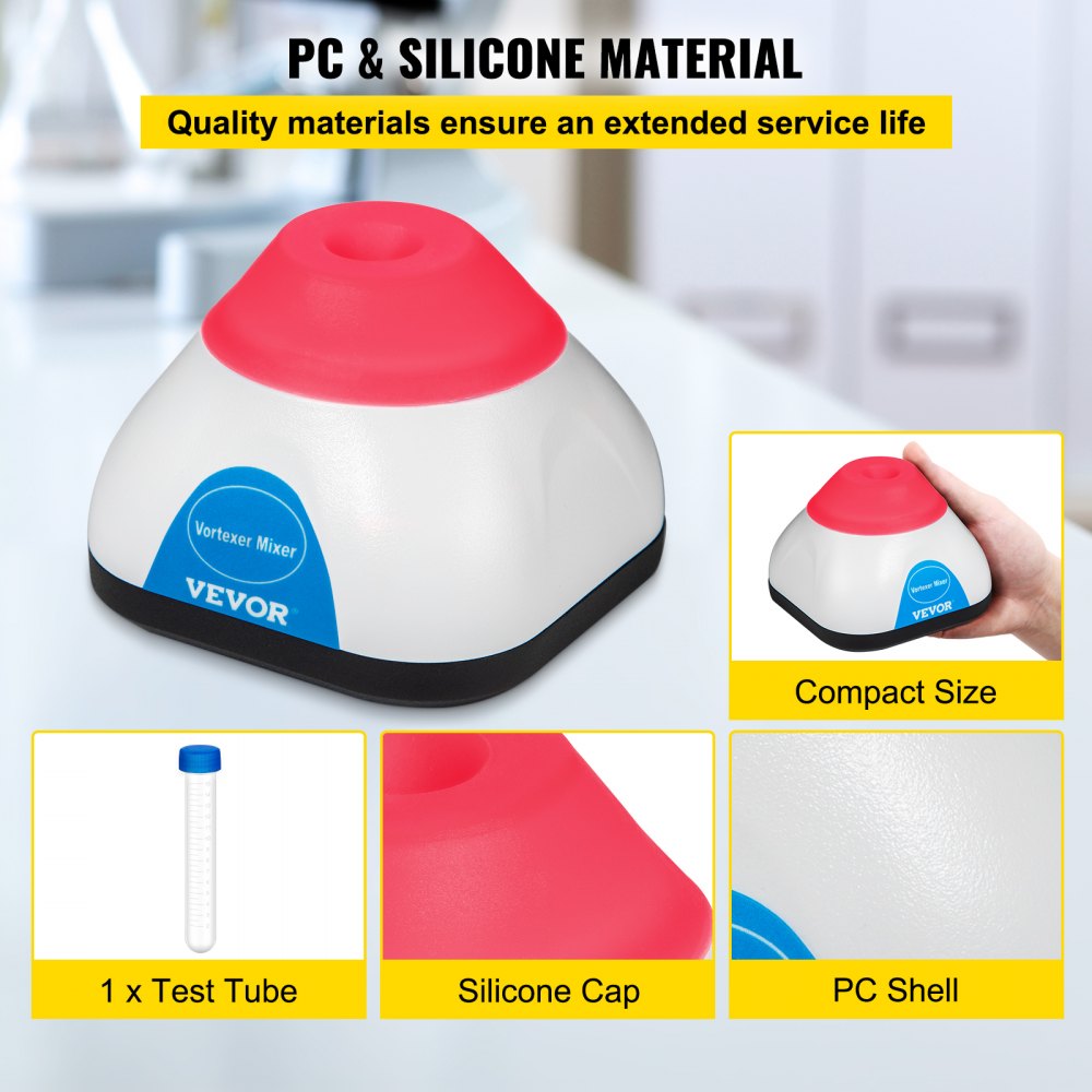 VEVOR KW-3000-1F Vortex Farbmischer 3000 U/min Labor Mini Vortex Schüttler Rührer 50 ml Vibrationsmischer Labormischmaschine Rosa Reagenzgläser