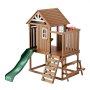 VEVOR Holzspielhaus Kinderspielhaus, Gartenhaus für Kinder ab 2 Jahren, Gartenspiele-Hütte, Spielhaus aus Zedernholz im Landhausstil mit Rutsche, Leiter, Kletterwand, Fenstern, Picknicktisch Outdoor