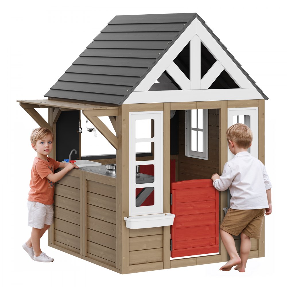 VEVOR Spielhaus Kinder Kinderspielhaus Holz Gartenhaus 1403x1260x1660mm Garten