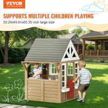 VEVOR Spielhaus Kinder Kinderspielhaus Holz Gartenhaus 1403x1260x1660mm Garten