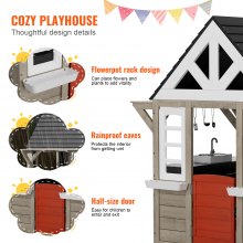 VEVOR Spielhaus Kinder Kinderspielhaus Holz Gartenhaus 1403x1260x1660mm Garten