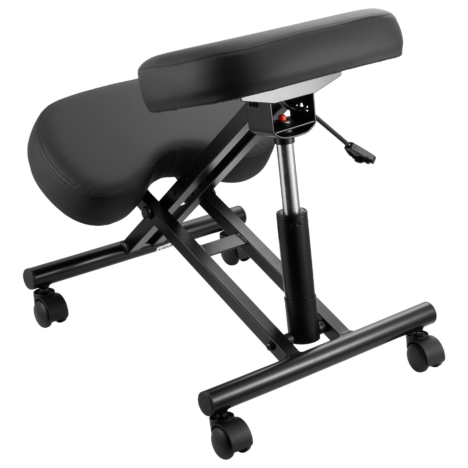 VEVOR Ergonomischer Kniehocker mit Rollen, Mobiler Höhenverstellbarer Kniestuhl in X-Form mit Dicken Schaumstoffpolstern, zur Entlastung von Nacken & Rücken, für Zuhause, Büro & Meditation, Schwarz