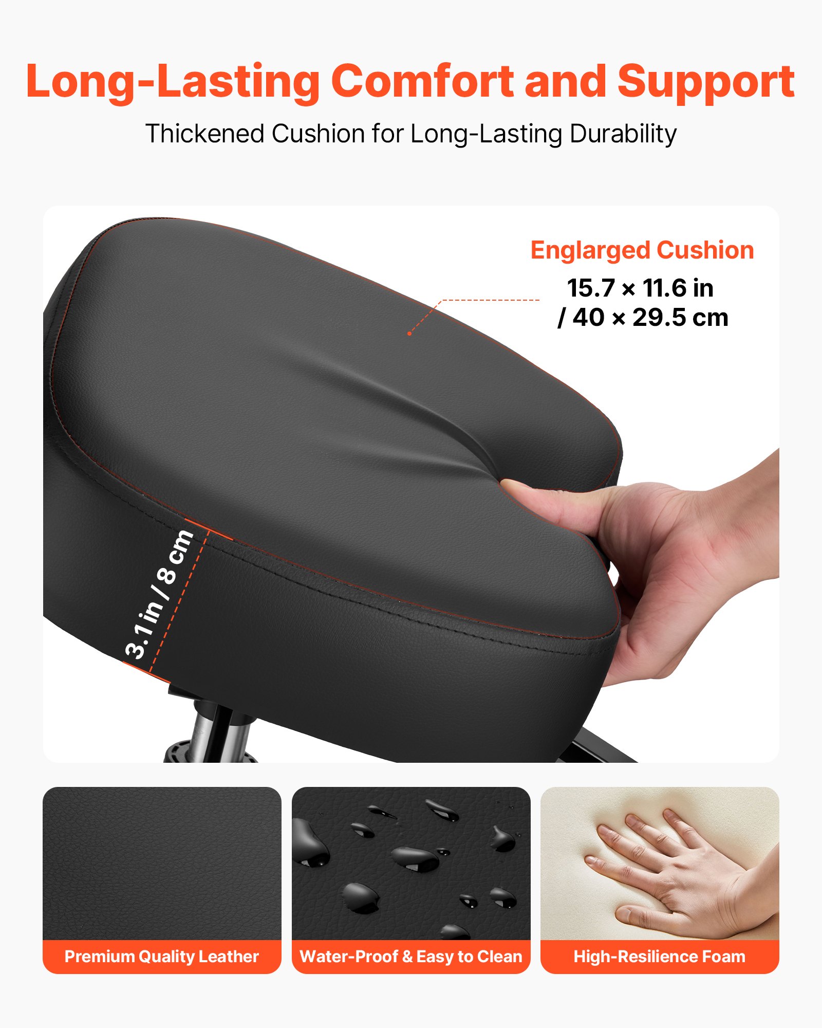 VEVOR Ergonomischer Kniestuhl mit Rollen & Rückenlehne, Höhenverstellbarer Kniehocker in X-Form mit Dicken Schaumstoffpolstern, zur Entlastung von Nacken & Rücken, für Zuhause, Büro & Meditation