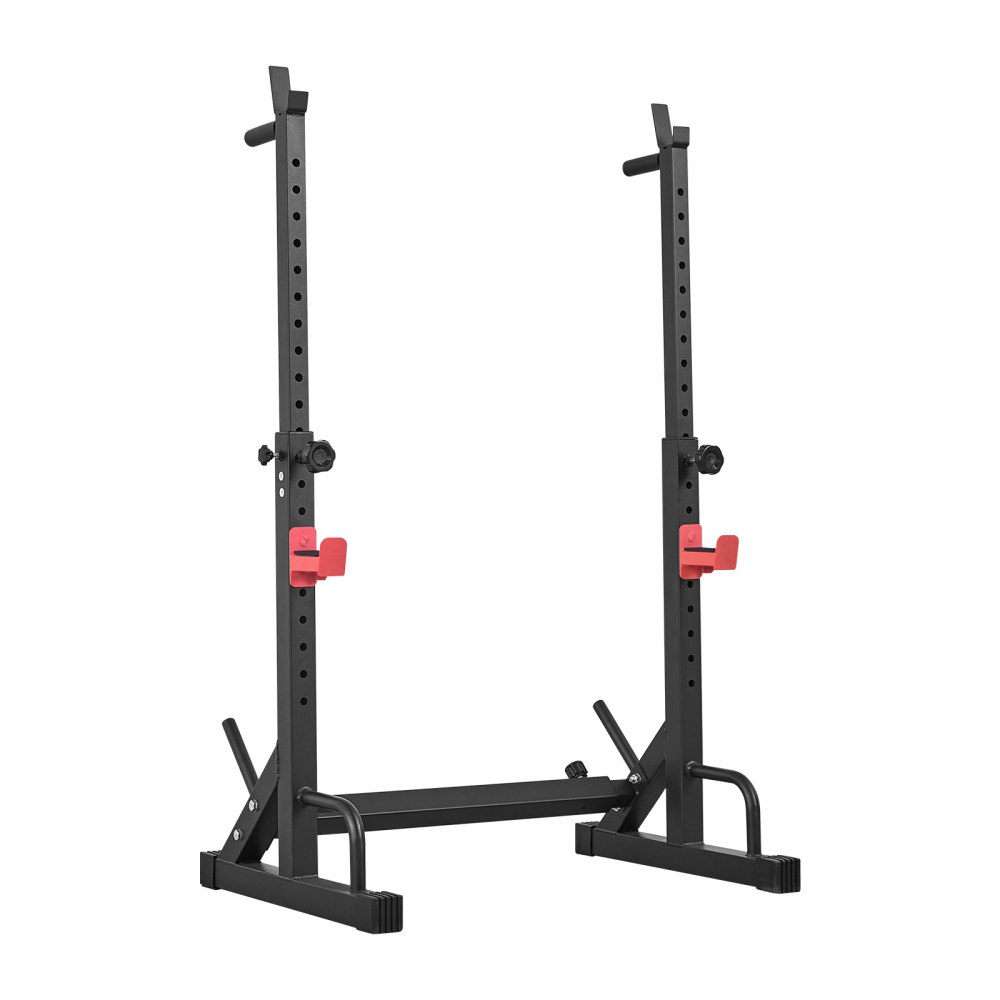 VEVOR Power Cage Squat Rack für Heimfitnessstudio mit verstellbarer Höhe & Breite, 250 kg Tragkraft, Krafttrainingsgerät mit Hantelablagen und J-Haken für Bankdrücken, Kniebeugen und Gewichtheben