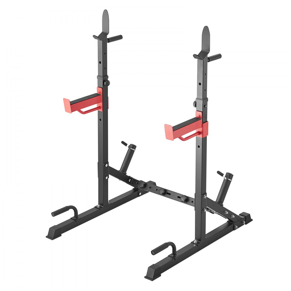 VEVOR Squat Stand Power Rack, multifunktionaler Langhantelständer mit Haken, Aufbewahrungsaufsatz für Hantelscheiben, verstellbare freie Bankdrückständer, maximale Belastung 600 Pfund, Stahl-Übungs-Sq