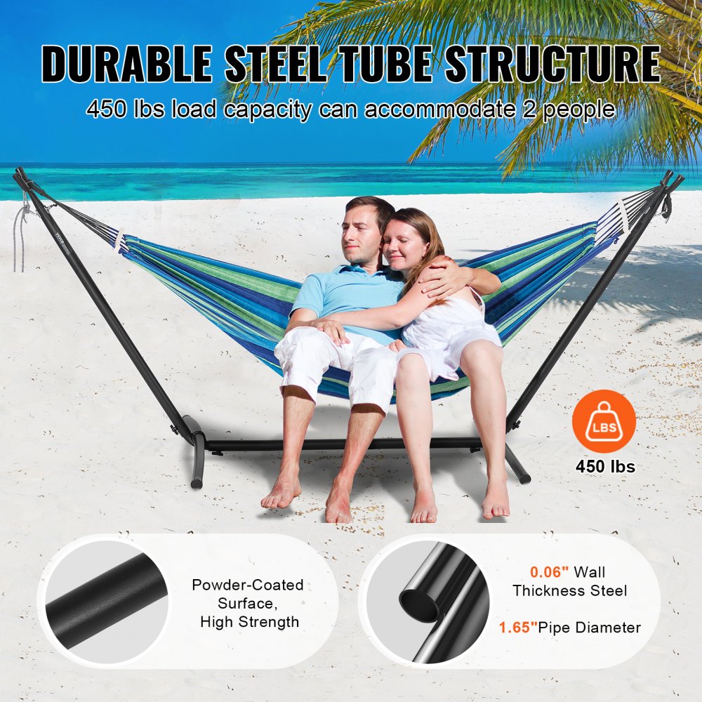 Portable hammock stand from VEVOR, 204 kg load capacity, steel hammock stand for 2 people, durable, adjustable hook hammock frame for hammocks from 2.8 to 3.8 m, space-saving with carrying bag for outdoor or indoor use