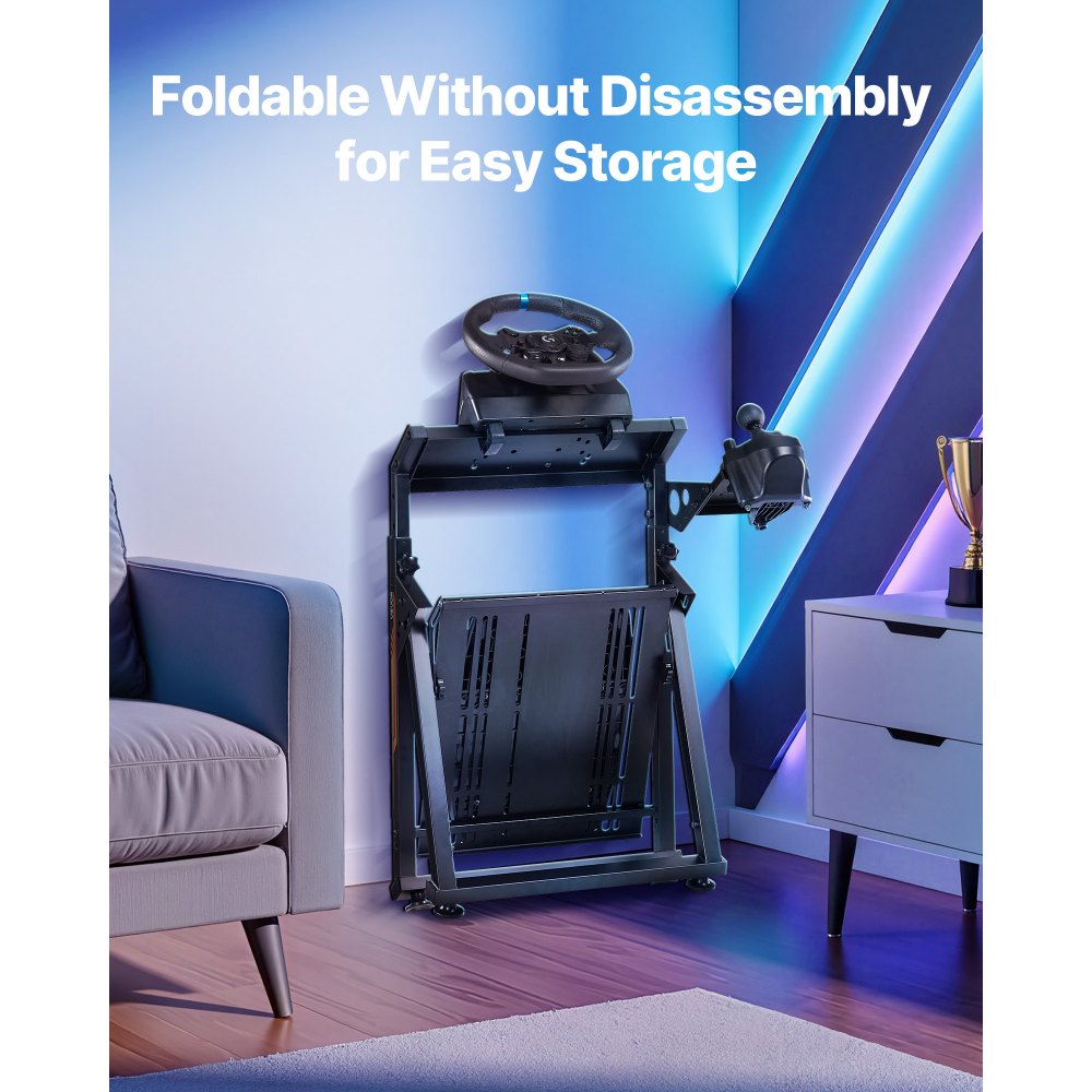 VEVOR Racing Wheel Stand, Adjustable & Foldable Simulator Stand for Logitech G923 G920 G29 G27, Thrustmaster T300RS TX F458 T500RS T3PA-PRO(F1/GT) Gaming Cockpit,Pedals Simulator NOT Included,Compact