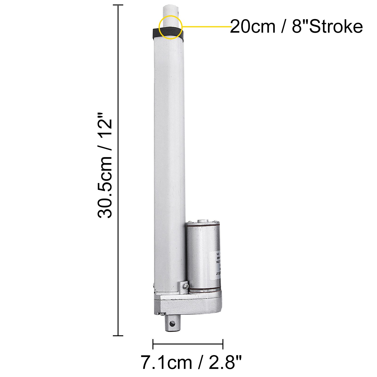 Linearaktuator mit 20,3 cm Hub, Gleichstrom, 12 V, Elektromotor, 900 N, TV-Heber mit Montagehalterungen, Tür