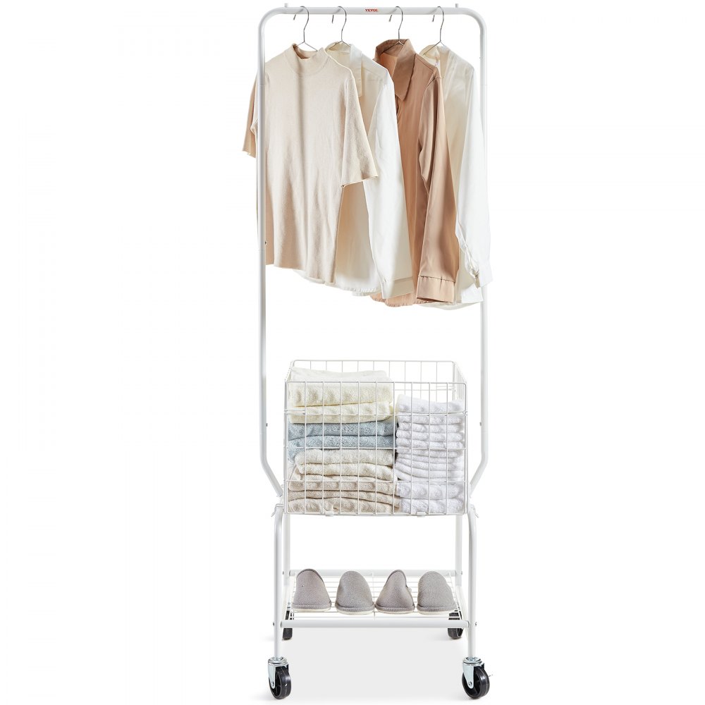 VEVOR laundry trolley commercial laundry sorter, 52 kg load capacity laundry collector laundry trolley with holder, laundry divider rollable, mobile laundry sorting system laundry container laundry cabinet
