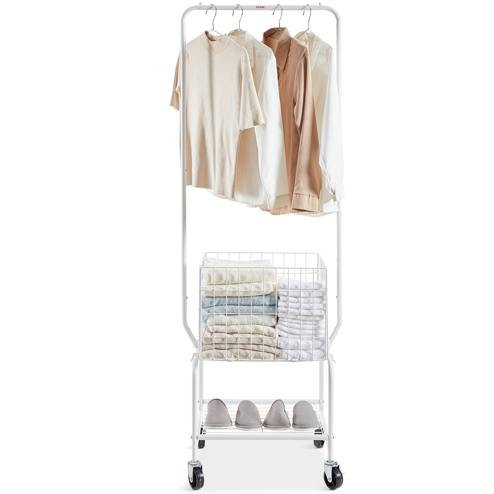 VEVOR laundry trolley commercial laundry sorter, 52 kg load capacity laundry collector laundry trolley with holder, laundry divider rollable, mobile laundry sorting system laundry container laundry cabinet
