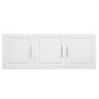 VEVOR Wandschrank für Waschküche, 2-stöckiger Wandhängeschrank mit verstellbarer Ablage, Küchenschrank mit 3 Türen, für Küche Bad Wäscherei, 31,6x137,2x51,6 cm (T x B x H), Oberschrank Weiß