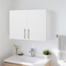 VEVOR Wandschrank für Waschküche Wandschrank, 2-stöckiger Wandhängeschrank (406 x 813 x 610 mm) mit 2 Türen, Schrank-Organizer mit verstellbarem Regal, für Küche Garage Wäscherei Weiß