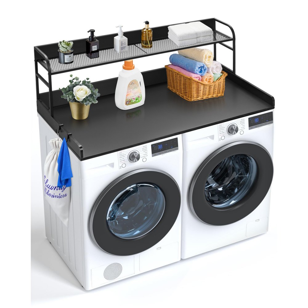 VEVOR Waschtrockner-Arbeitsplatte mit 2-stufigem Regal Waschmaschine Schwarz