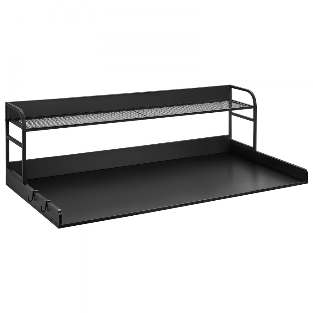 VEVOR Arbeitsplatte für Waschmaschine und Trockner mit 2-stufigem Regal (1370 x 700 x 419 mm) Trommelregal mit Anti-Rutsch-Pads, wasserabweisende Wäscheauflage für Aufbewahrung schwarz