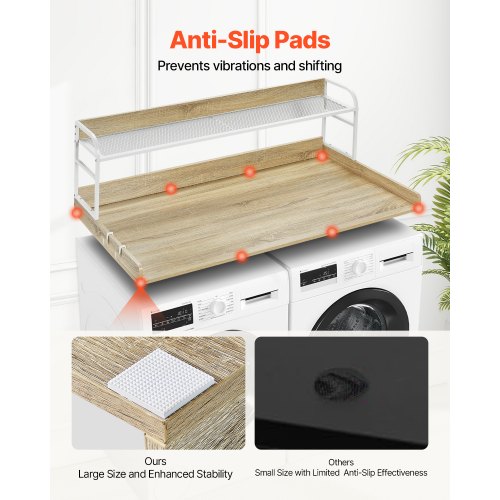 VEVOR Arbeitsplatte fr Waschmaschine und Trockner mit 2-stufigem Regal (1370 x 700 x 419 mm) Trommelregal mit Anti-Rutsch-Pads, wasserabweisende Wscheauflage fr Aufbewahrung Eichenfarbe | VEVOR DE VEVOR Arbeitsplatte fr Waschmaschine und Trockner mit 2-stufigem Regal (1370 x 700 x 419 mm) Trommelregal mit Anti-Rutsch-Pads, wasserabweisende Wscheauflage fr Aufbewahrung Eichenfarbe | VEVOR DE