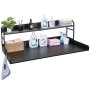 VEVOR Washer Dryer Countertop with Shelf, 137 x 69.9 cm Wooden Washer and Dryer Topper with Edge and 2 Hooks, Laundry Machine Topper for Laundry Closet Pantry Counter Organization and Storage, Black