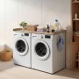 VEVOR Washer Dryer Countertop, 137 x 69.9 cm Wooden Washer and Dryer Topper with Edge & 2 Hooks, Water-Resistant Laundry Machine Topper for Laundry Closet Pantry Counter Organization and Storage, Oak