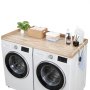VEVOR Washer Dryer Countertop, 137 x 69.9 cm Wooden Washer and Dryer Topper with Edge & 2 Hooks, Water-Resistant Laundry Machine Topper for Laundry Closet Pantry Counter Organization and Storage, Oak