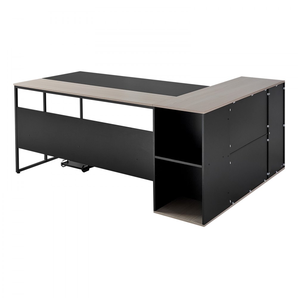 VEVOR L-förmiger Chefschreibtisch großer moderner Bürotisch mit Schubladen & Lagerschrank &CPU-Ständer, Schreibtisch aus Holz, 158,7 kg Tragkraft, Computertisch für Arbeit Studium Schreiben