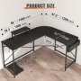 VEVOR Eckschreibtisch L-Förmiger Schreibtisch Schwarz 1500 x 1200 x 760 mm L-förmiger Tisch, Schreibtisch L Form, Platzsparend mit Kabelmanagement & Display-Halte für Arbeitszimmer, Zuhause, Büro usw.