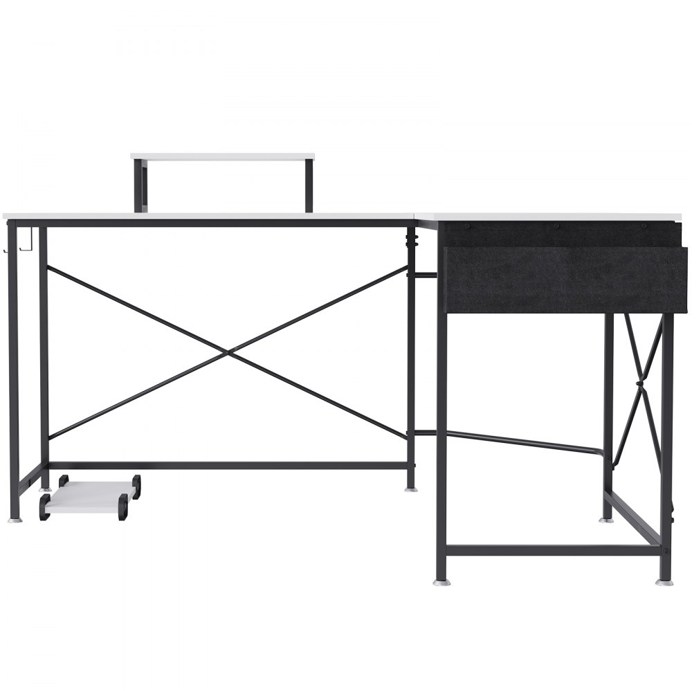 VEVOR Eckschreibtisch L-Förmiger Schreibtisch Weiß 1500 x 1200 x 760 mm L-förmiger Tisch, Schreibtisch L Form, Platzsparend mit Kabelmanagement & Display-Halte für Arbeitszimmer, Zuhause, Büro usw.