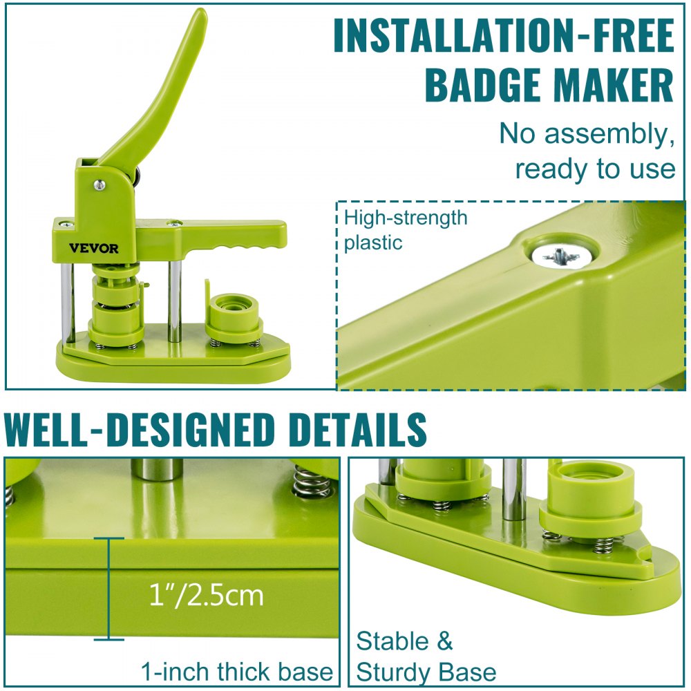 Vevor Buttonpresse Badgemaker Buttonmaschine 37 Mm Mit 1500 Badge Buttonrohlinge