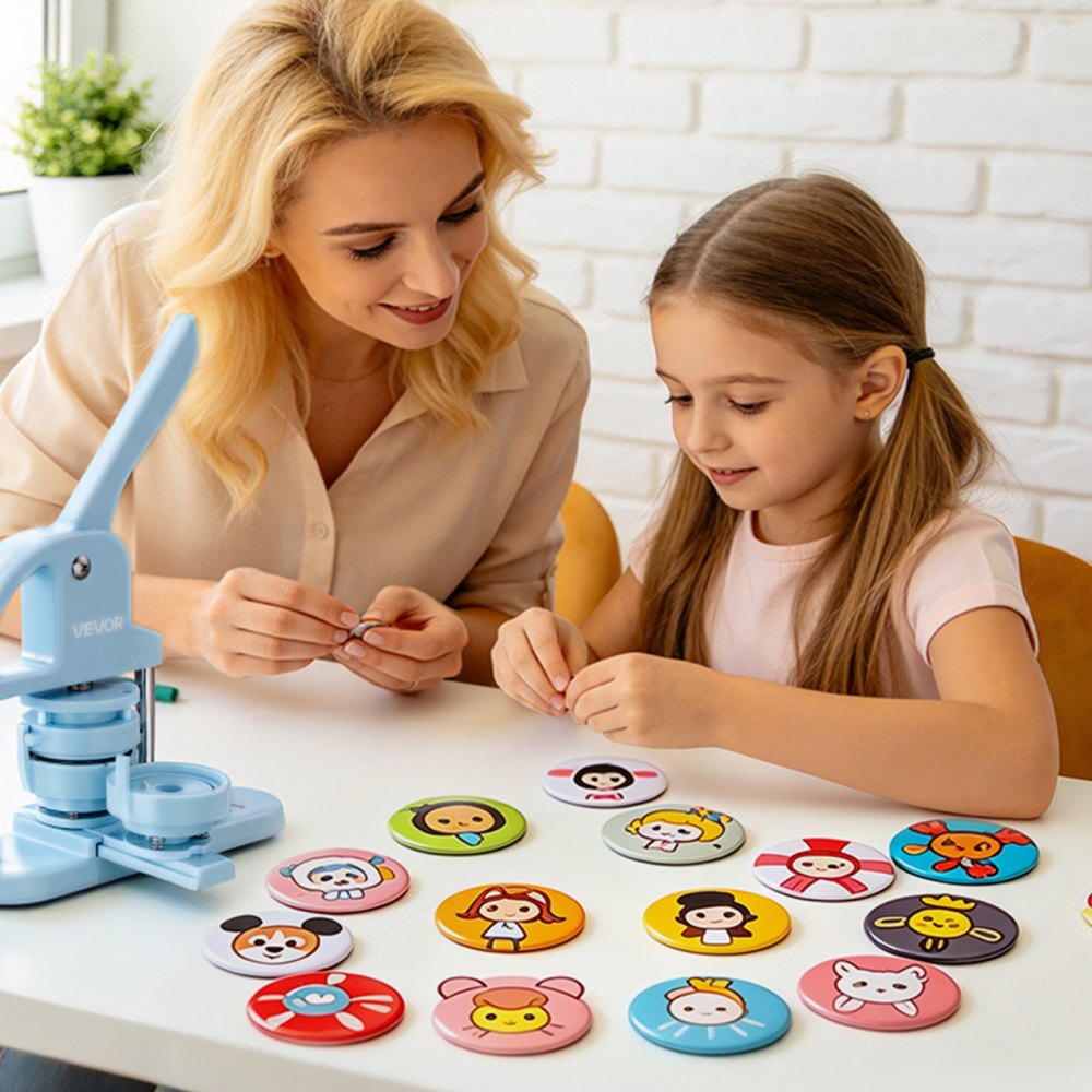 VEVOR Buttonrohlinge 100-tlg. 75mm für Buttonmaschine mit Sicherheitsnadel, Transparente Mylar-Folie & Runde Blanko-Papiere für DIY-Projekte zu Hause Schulveranstaltungen & Individuelle Studios