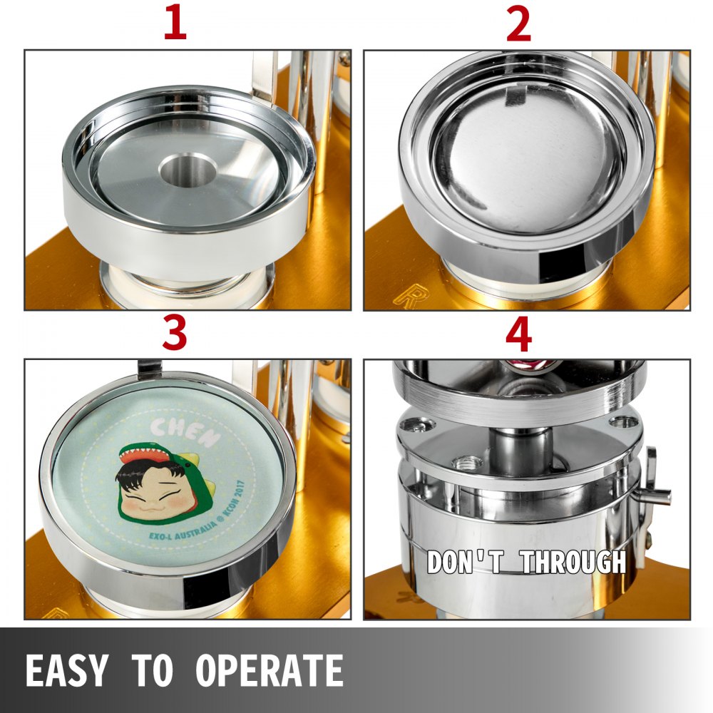 Buttonmaschine 44mm (1,73") 100 Stück Drehen Schlüsselanhänger Kleidung Cutter