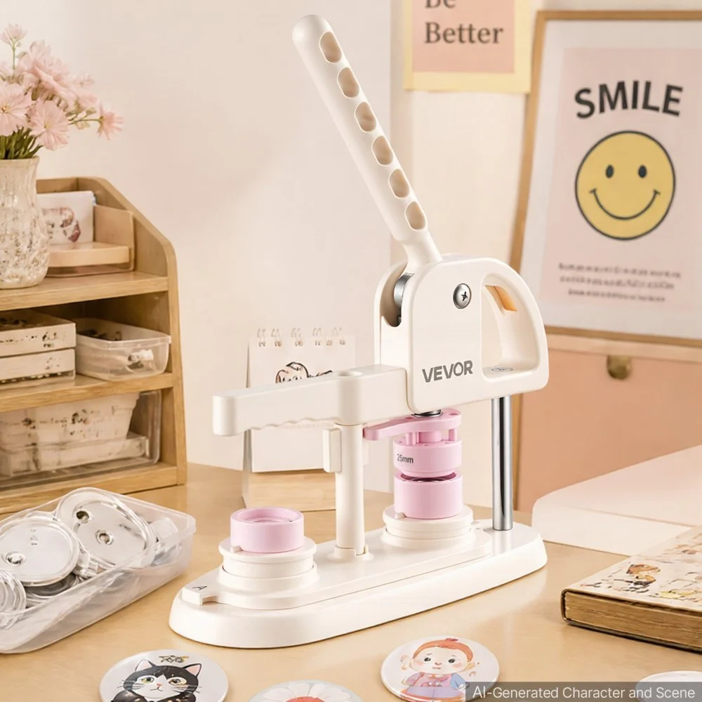 VEVOR Buttonrohlinge ⌀25 mm Zubehör für Buttonmaschine Austauschbare Form, Kompatibel mit der Buttonmaschine VEVOR JMB-801, mit 100 Rückseiten, 100 Hüllen, 100 transparente Folien & 20 Blanko-Papiere