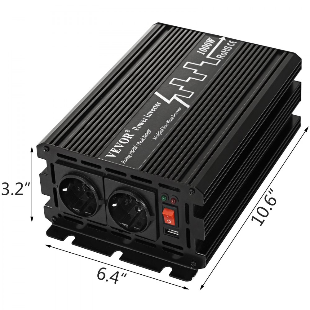 Mod Sinus Spannungswandler 12v 230v 1000w Max.2000w Wechselrichter Inverter