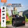 VEVOR Sinus-Wechselrichter, 1500 W DC 12 V AC 230 V Wechselrichter mit 2 AC-Steckdosen 2 USB-Anschlüssen 1 Typ-C-Anschluss 6 Ersatzsicherungen für kleine Haushaltsgeräte wie Smartphone-Laptops