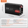VEVOR Modified Sine Wave Inverter, 1500W, DC 12V to AC 230V Power Inverter with 2 AC Outlets 2 USB Port 1 Type-C Port 6 Spare Fuses, for Small Home Devices like Smartphone Laptop, CE FCC Certified