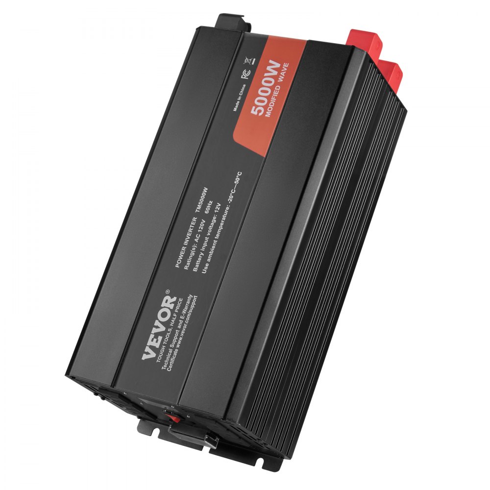 VEVOR Sinus-Wechselrichter 5000 W DC 12 V auf AC 230 V Wechselrichter mit 2 AC-Steckdosen 2 USB-Anschlüssen 1 Typ-C-Anschluss LCD-Display und Fernbedienung für Haushaltsgeräte mit hoher Belastung