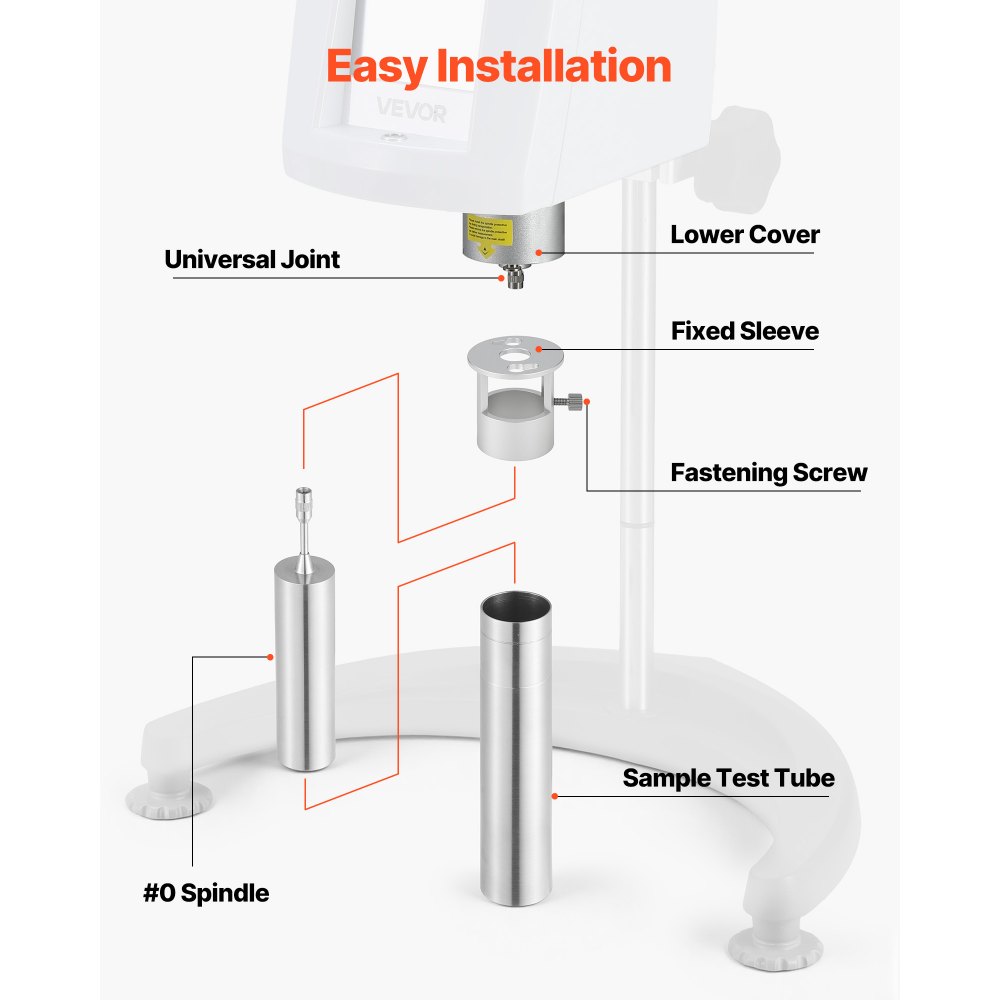 VEVOR Rotoren Ersatz für Digitalanzeige Rotationsviskosimeter, Inkl. 0# Spindel aus 304 Edelstahl, 1-80 cP Laborprüfgerät, Exkl. für VEVOR Viskositätsmessgerät Modell NDJ-5S NDJ-8S SNB-2T LVDV-2T