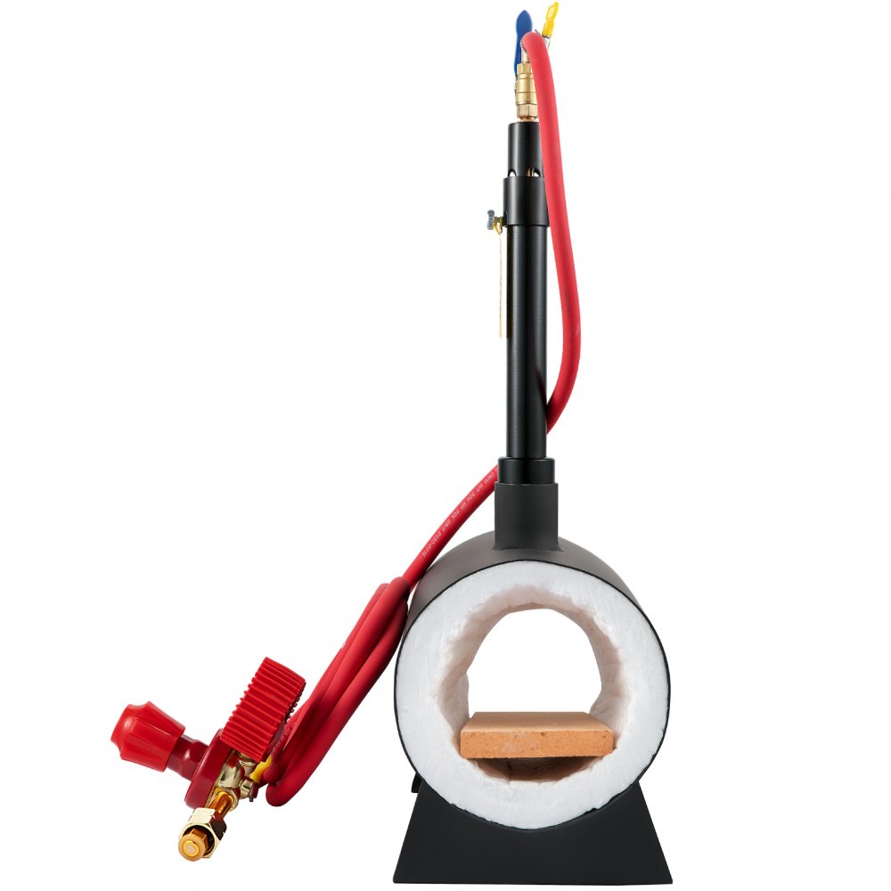 VEVOR Gas schmiedeofen 1350 °C, Brenner Schmiede 9 L, Schmiedeofen mit ein Brenner, Auskleidung mit Aluminiumsilikatfaser, Metallschmiede Max. Leistung 76,8 kWh / 262.000 BTU, Hufschmiede Rund, 7 kg