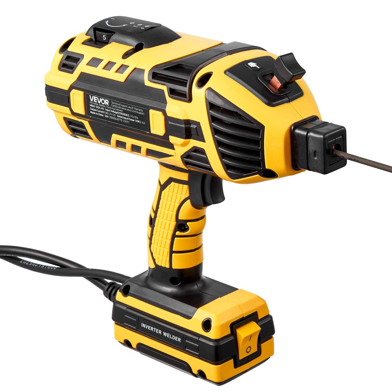 VEVOR Portable Handheld Welding Machine, 20 - 120A Portable ARC Welder with 5-Level Current Adjustment & IGBT Inverter, Handheld Stick Welder with Hot Start Function Fit for 1.6mm-3.2mm Welding Rods