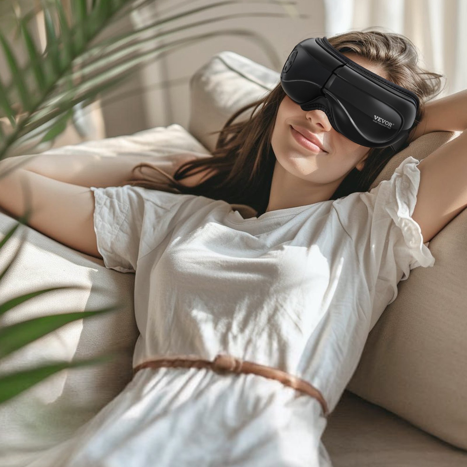 VEVOR Augenmassagegerät mit Wärme, beheizte Augenmassagemaske mit 5 Modi und Bluetooth-Musik, 180° faltbares Augenpflege-Massagegerät gegen Migräne, Augenüberlastung, Augenringe, ideales Geschenk für Mama/Papa, Schwarz