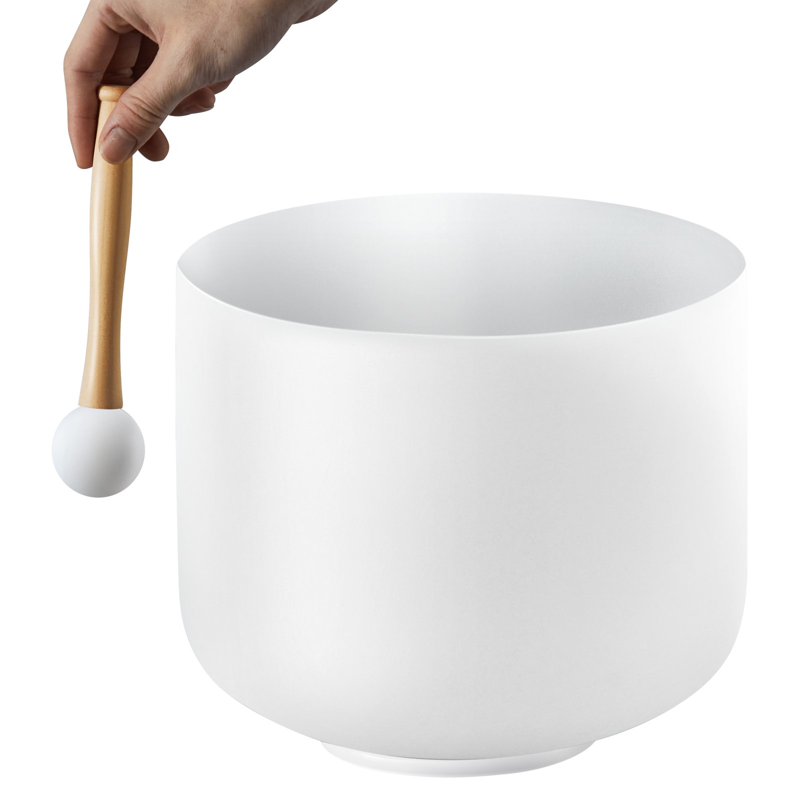 VEVOR Crystal Singing Bowl, 203 mm Large F-Note Root Chakra Singing Bowl, Matte Quartz Singing Bowl with Rubber Mallet and O-Ring, Perfect for Meditation, Yoga, Sound Baths, Sound Healing