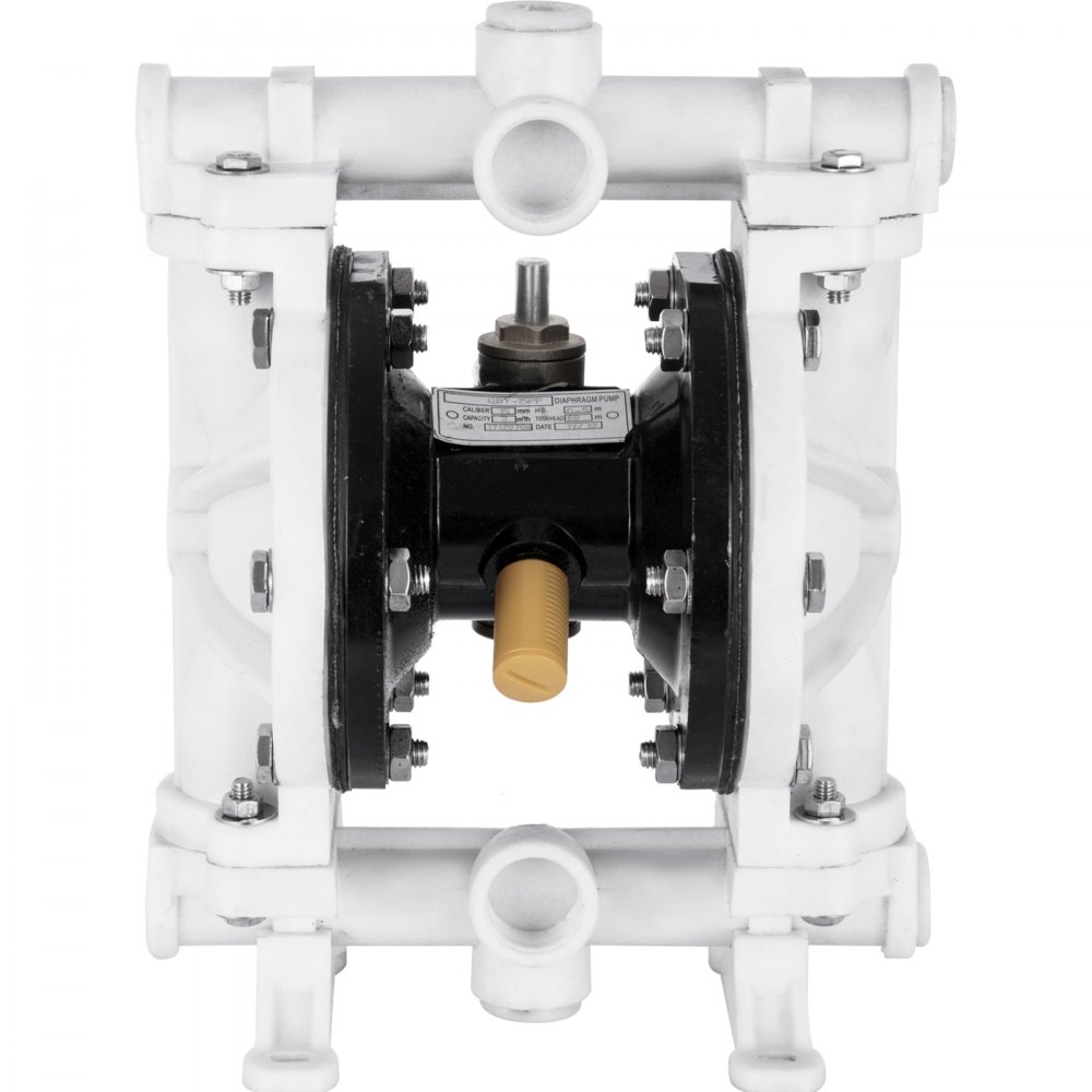 VEVOR Air-Operated Double Diaphragm Pump, 1/2 Inch Inlet and Outlet, Polypropylene Housing, 2.5 GPM and max. 80 PSI, Pneumatic PTFE Diaphragm Transfer Pump for Petroleum, Diesel, Oil and Low Viscosity Liquids