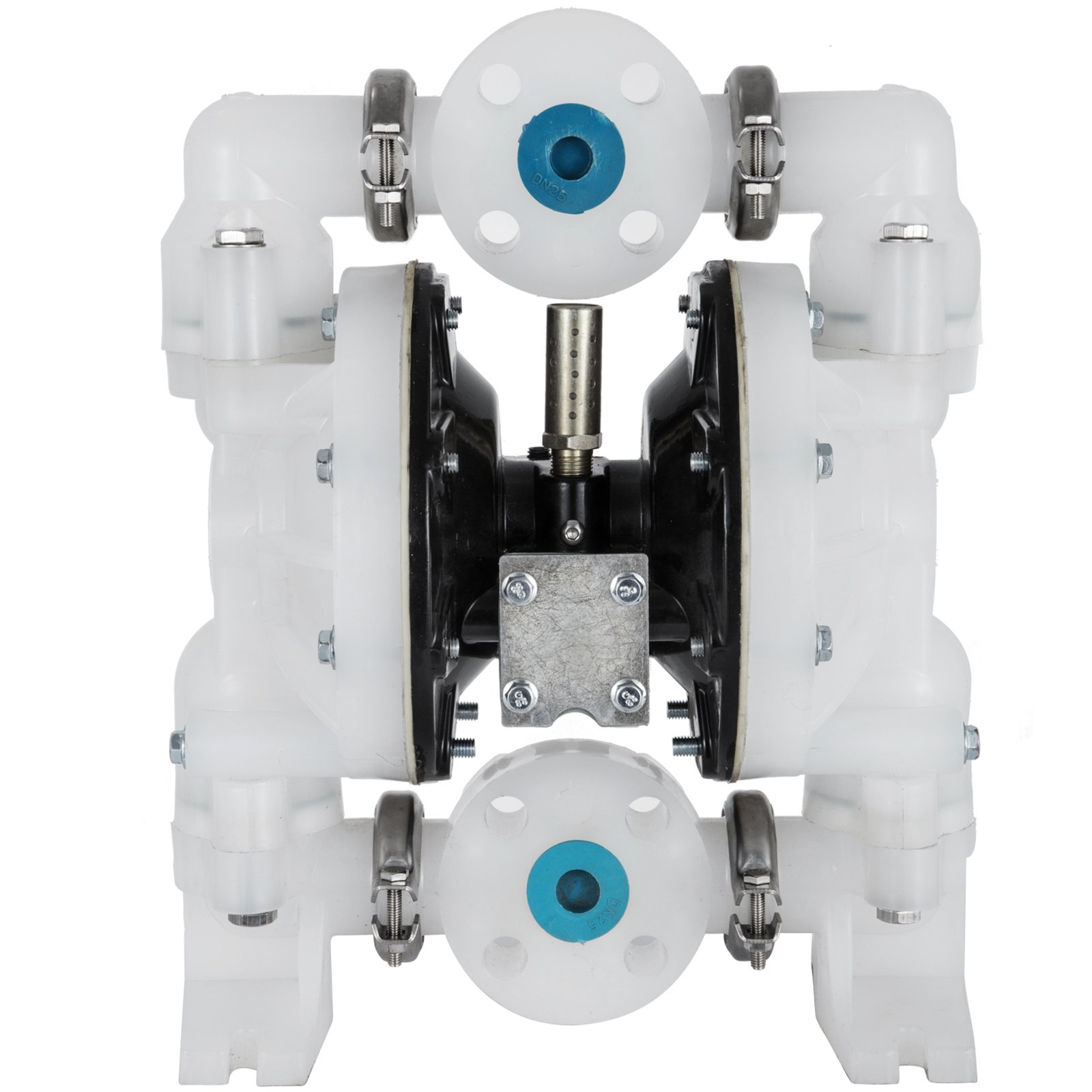 VEVOR Air-Operated Dual Diaphragm Pump, 1 Inch Inlet/Outlet, 30 GPM, Polypropylene, Max. 120 PSI, for Chemical and Industrial Use