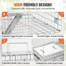 VEVOR Marderfalle 610x203x203mm Lebendfalle verzinkter Eisendraht Kaninchenfalle Tierfalle Drahtfalle Kastenfalle Universal-Fangkäfig für Waschbären Katzen Streifenhörnchen Eichhörnchen