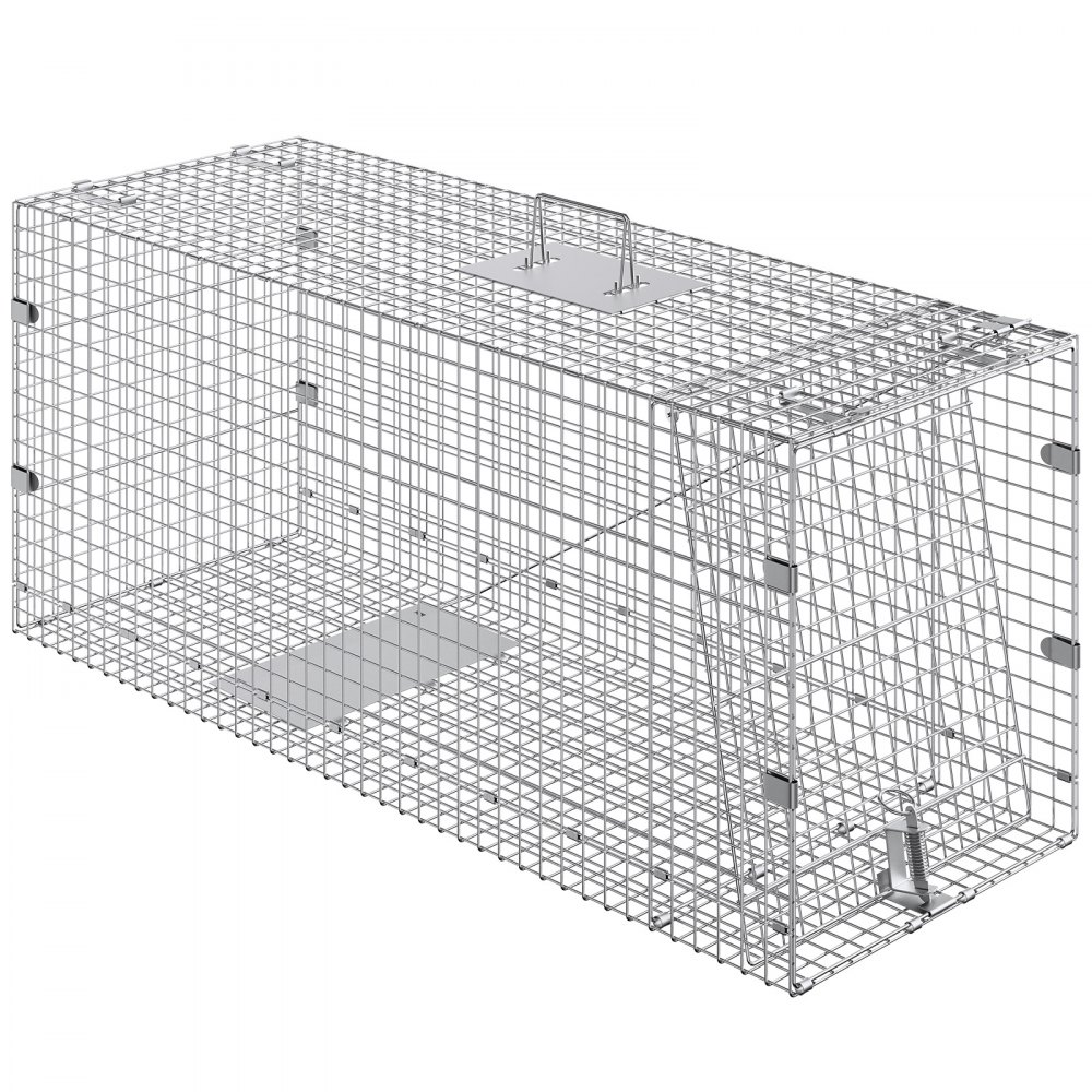 VEVOR Marderfalle, 1067 x 406 x 457 mm Lebendfalle aus verzinktem Eisen, faltbare Tierfalle mit Griff Drahtfalle für streunende Hunde, Gürteltiere, Waschbären, Murmeltiere, Füchse