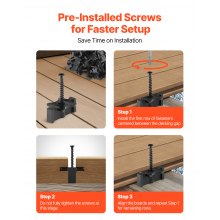 VEVOR 250x versteckte Befestigungen, Abstandshalter Terrassendielen, universelle Verbund-T-Clips & Kunststoffbefestigungen mit Schrauben, geeignet für 6,5-mm-Plattenabstände & 10 mm Plattenhöhe
