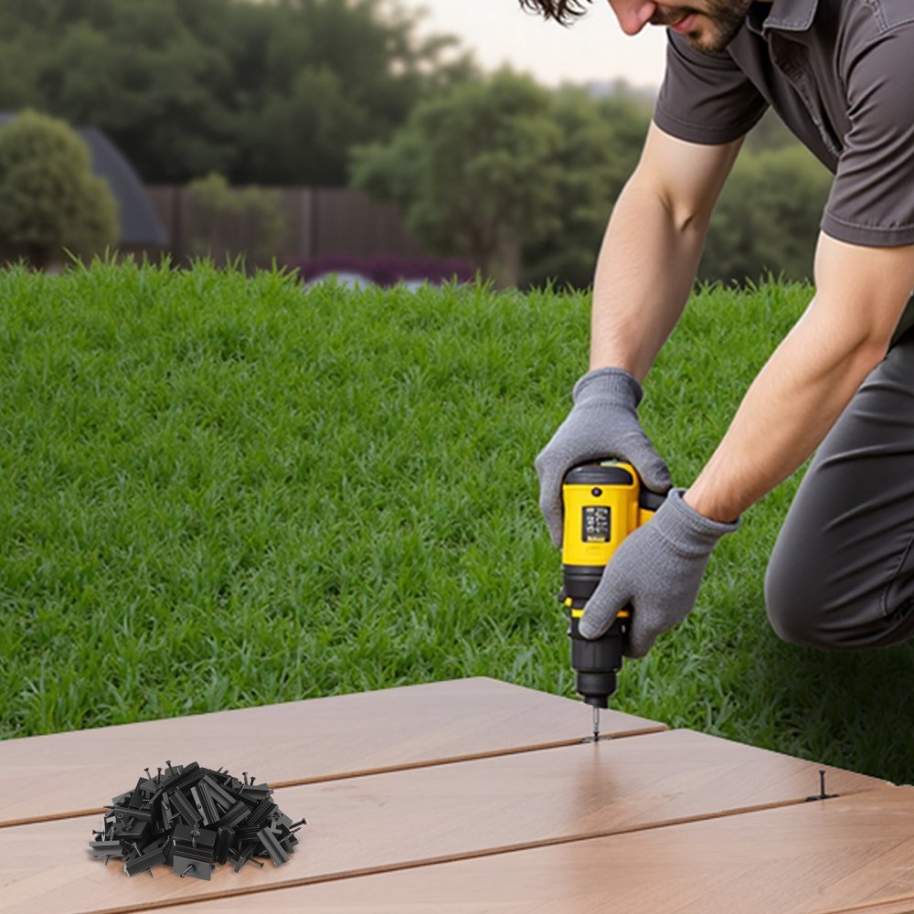 VEVOR 500x versteckte Befestigungen, Abstandshalter Terrassendielen, universelle Verbund-Clips & Kunststoffbefestigungen mit Schrauben, geeignet für 5,5-mm-Plattenabstände & 7 mm Plattenhöhe