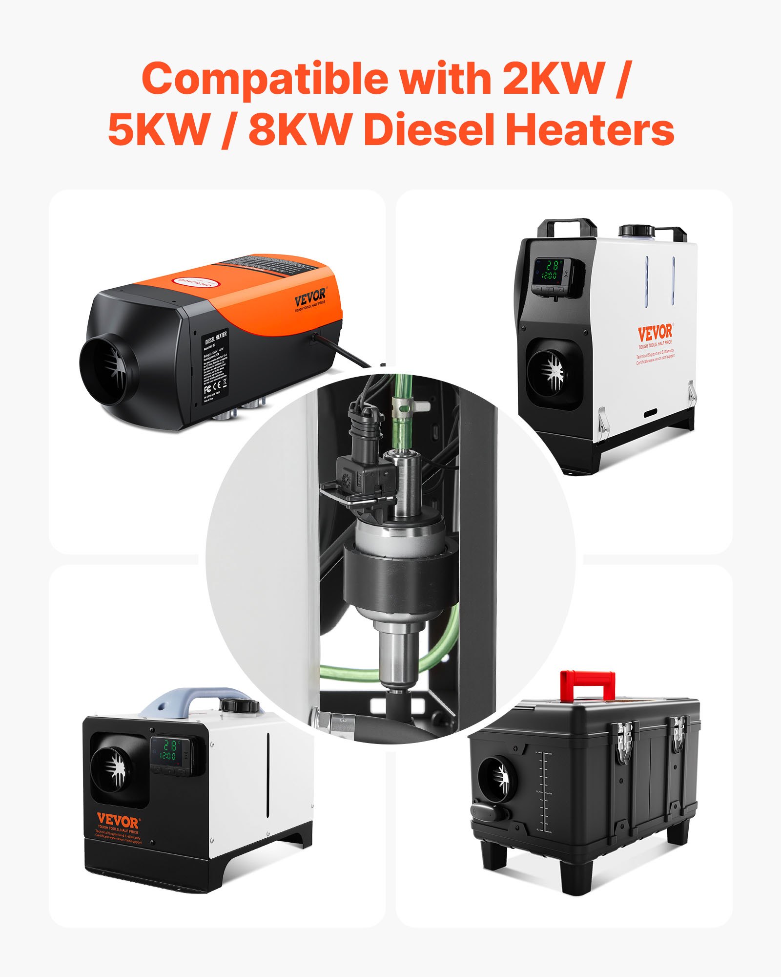 VEVOR Dieselheizungs-Kraftstoffpumpe 12/24 V DC Auto-Luftheizung Dieselkraftstoff-Dosierpumpe, 22 bis 32 ml Luftdiesel-Standheizungspumpe für 2/5/8 kW Dieselheizungen, leises Design, Pulstechnologie