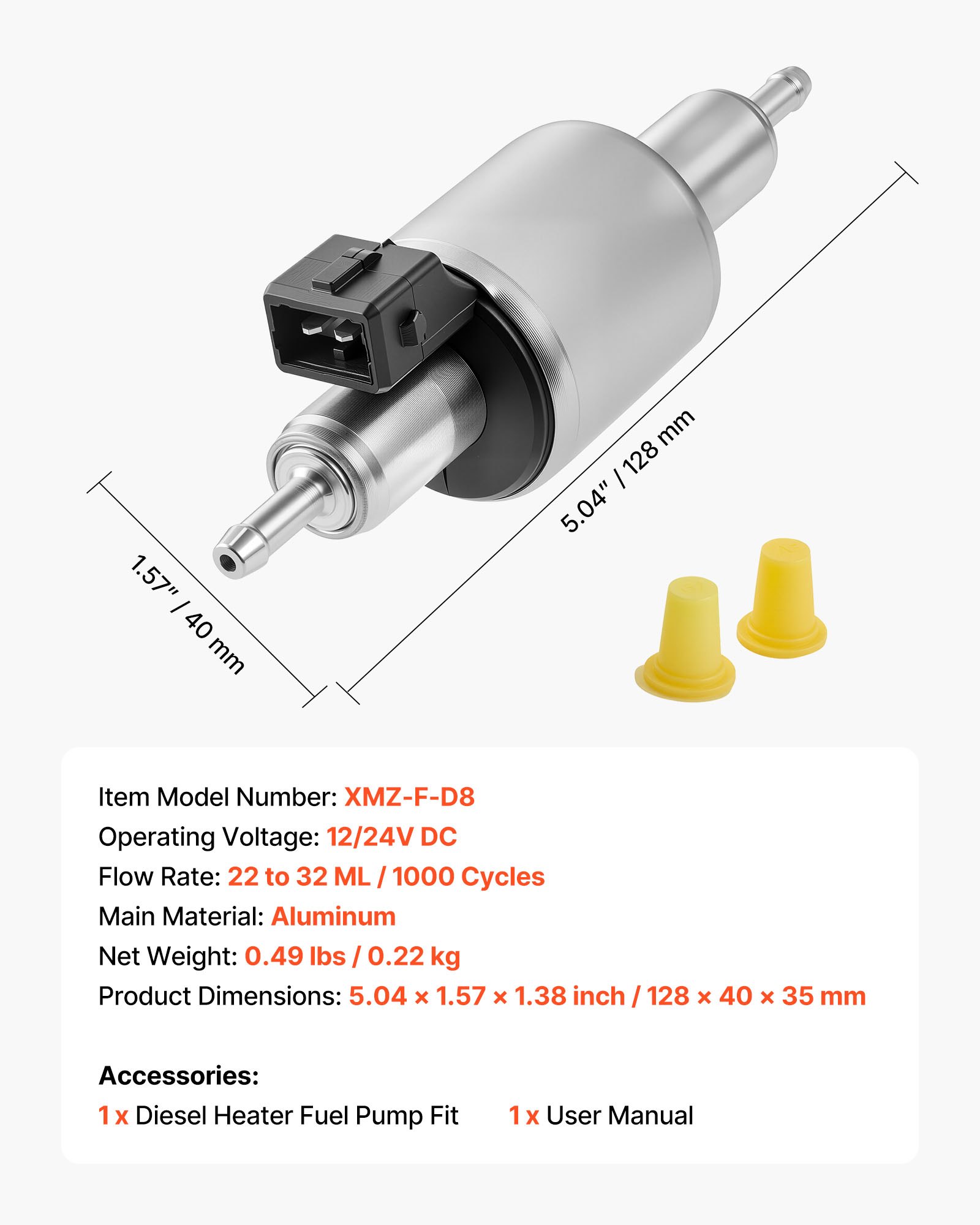 VEVOR Dieselheizungs-Kraftstoffpumpe 12/24 V DC Auto-Luftheizung Dieselkraftstoff-Dosierpumpe, 22 bis 32 ml Luftdiesel-Standheizungspumpe für 2/5/8 kW Dieselheizungen, leises Design, Pulstechnologie
