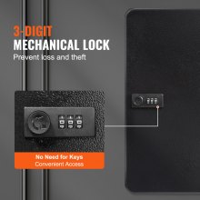 VEVOR Schlüsselschrank Schlüsselkasten 48 Schlüssel, Schwarz Schlüsselbox Schlüsseltresor Einstellbar, Abschließbarer Schlüsselschrank mit 6 x Schlüsselhaltern, 2 x Schlüsseln & 1 x Karteikarte