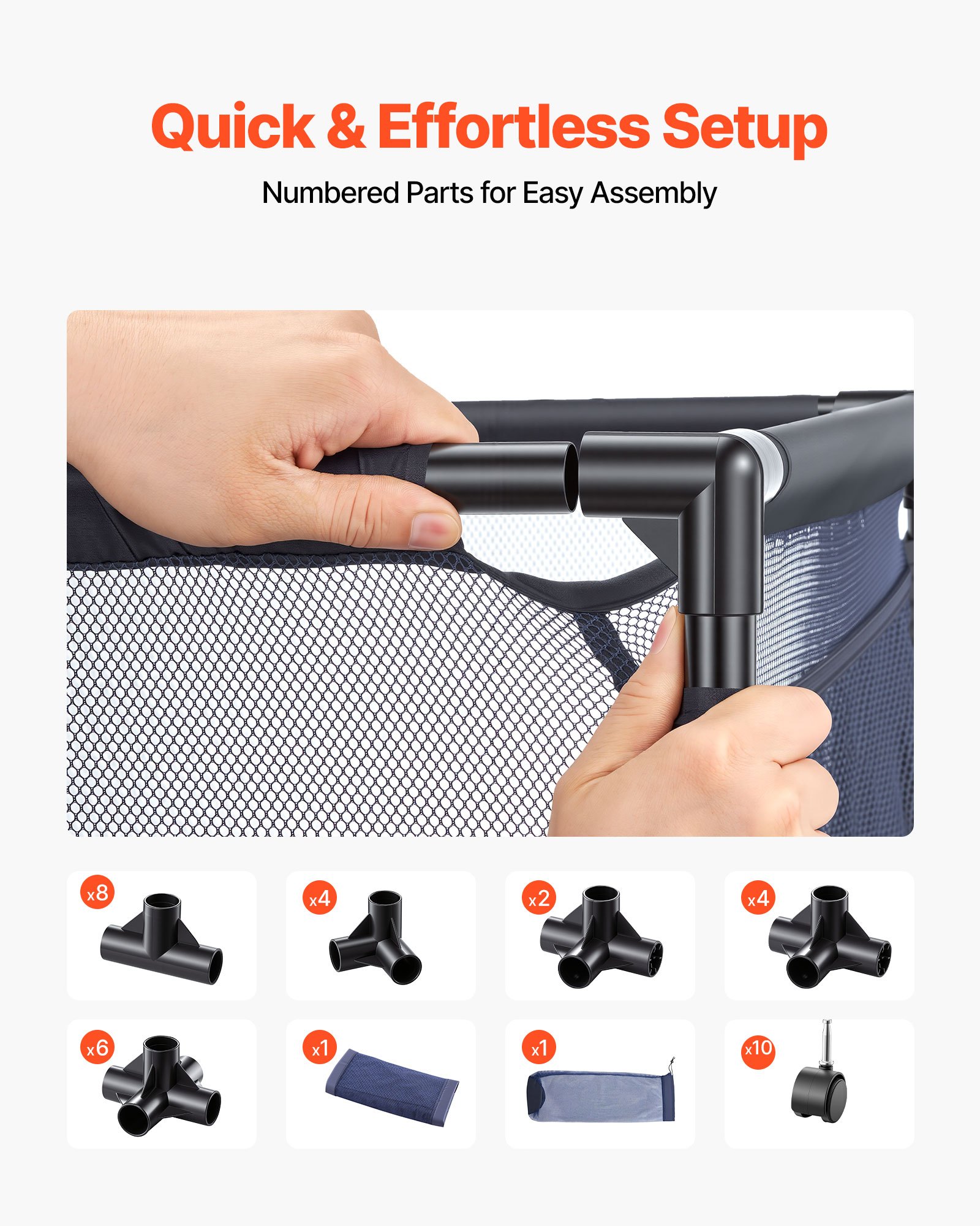 VEVOR Pool Aufbewahrungsbehälter 2620x815x890 mm, Organizer mit Seitentaschen, Metallrahmen, Netzkorb, Aufbewahrungsbox, Organisationskorb, Aufbewahrungskorb, Aufbewahrungswagen für Poolspielzeug