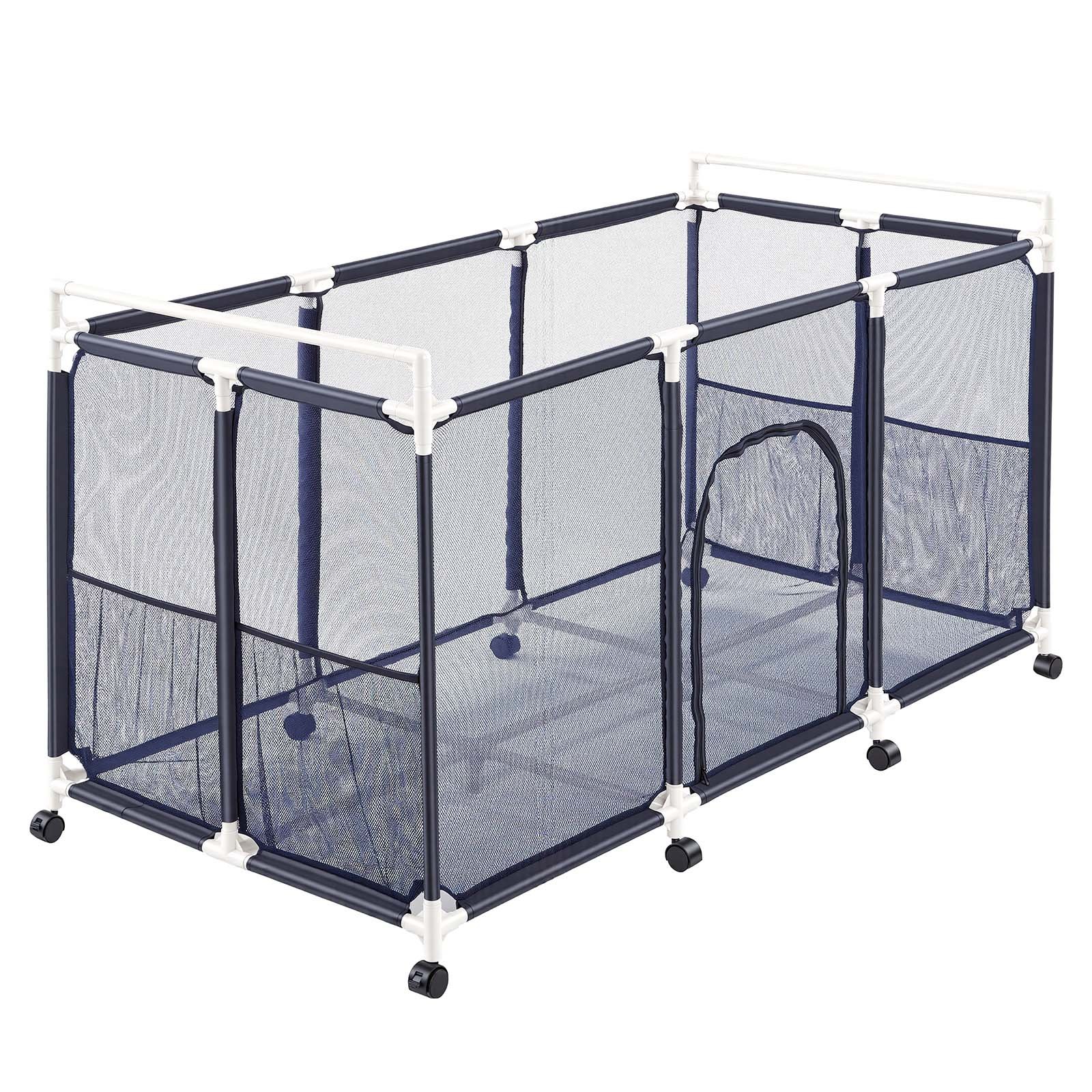 VEVOR Pool Storage Bin, 159 x 81.5 x 91.5 cm, Rolling Pool Float Storage Organizer with Side Pockets & Casters, Durable Plastic Frame, Poolside Toys Noodles Holder Mesh Basket for Swimming Pools