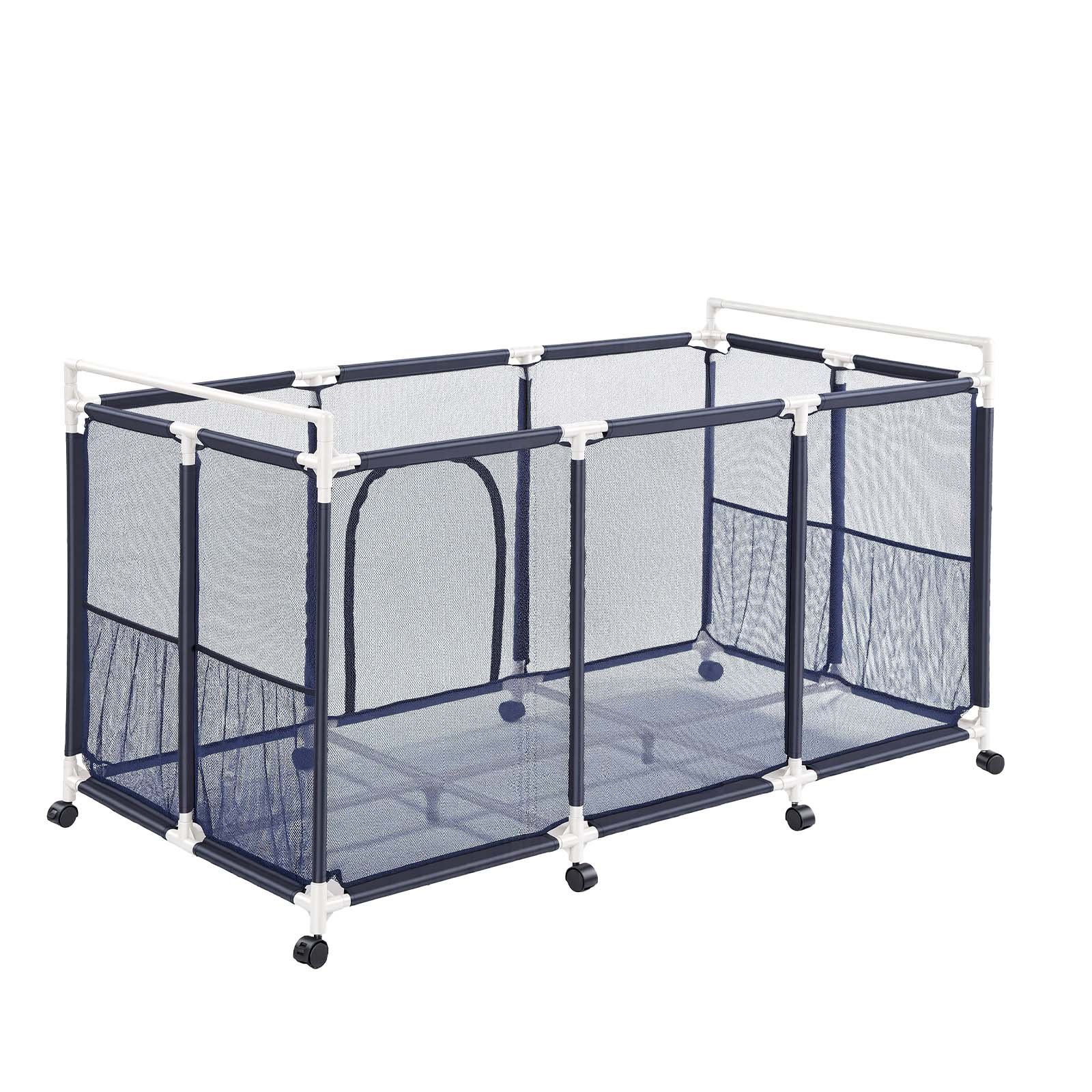 VEVOR Pool Storage Bin, 159 x 81.5 x 91.5 cm, Rolling Pool Float Storage Organizer with Side Pockets & Casters, Durable Plastic Frame, Poolside Toys Noodles Holder Mesh Basket for Swimming Pools